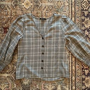 Balloon Sleeve Madewell Plaid Blouse
